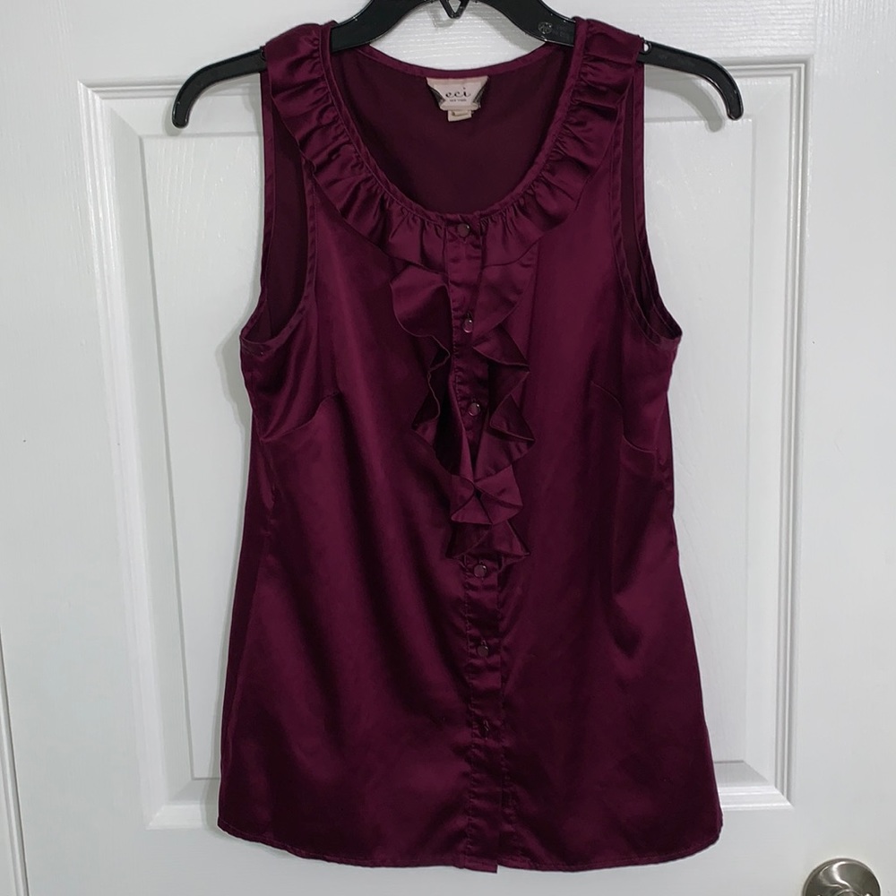 Satin burgundy purple blouse